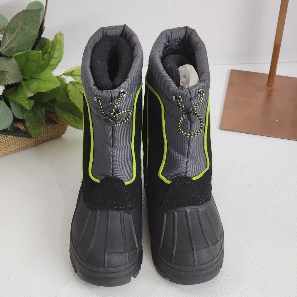 totes Kids Boots - Black and Neon Green